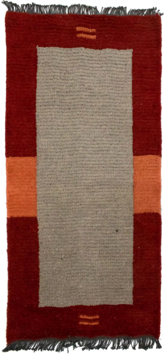 Nepal Teppich 70x140cm - Wollteppich - grau