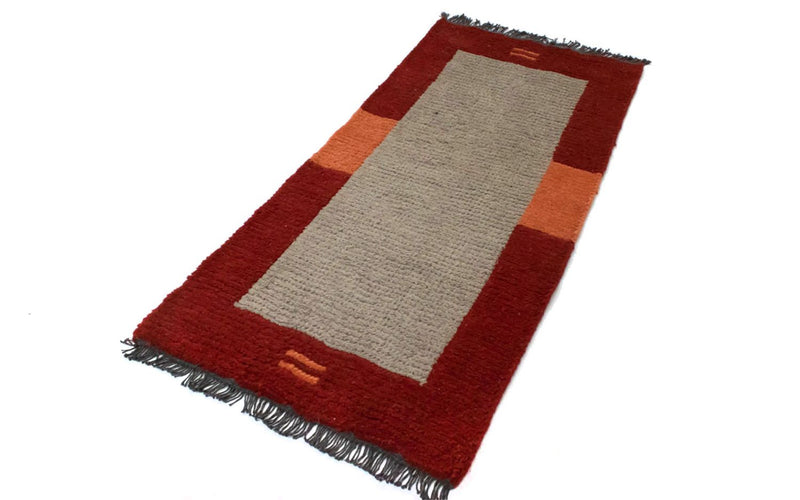 Nepal Teppich 70x140cm - Wollteppich - grau