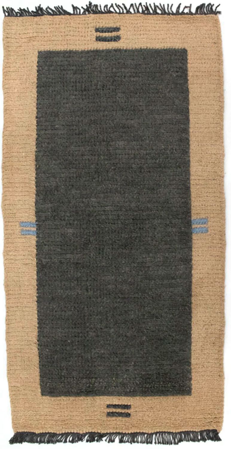 Nepal Teppich 70x140cm - Wollteppich - grau