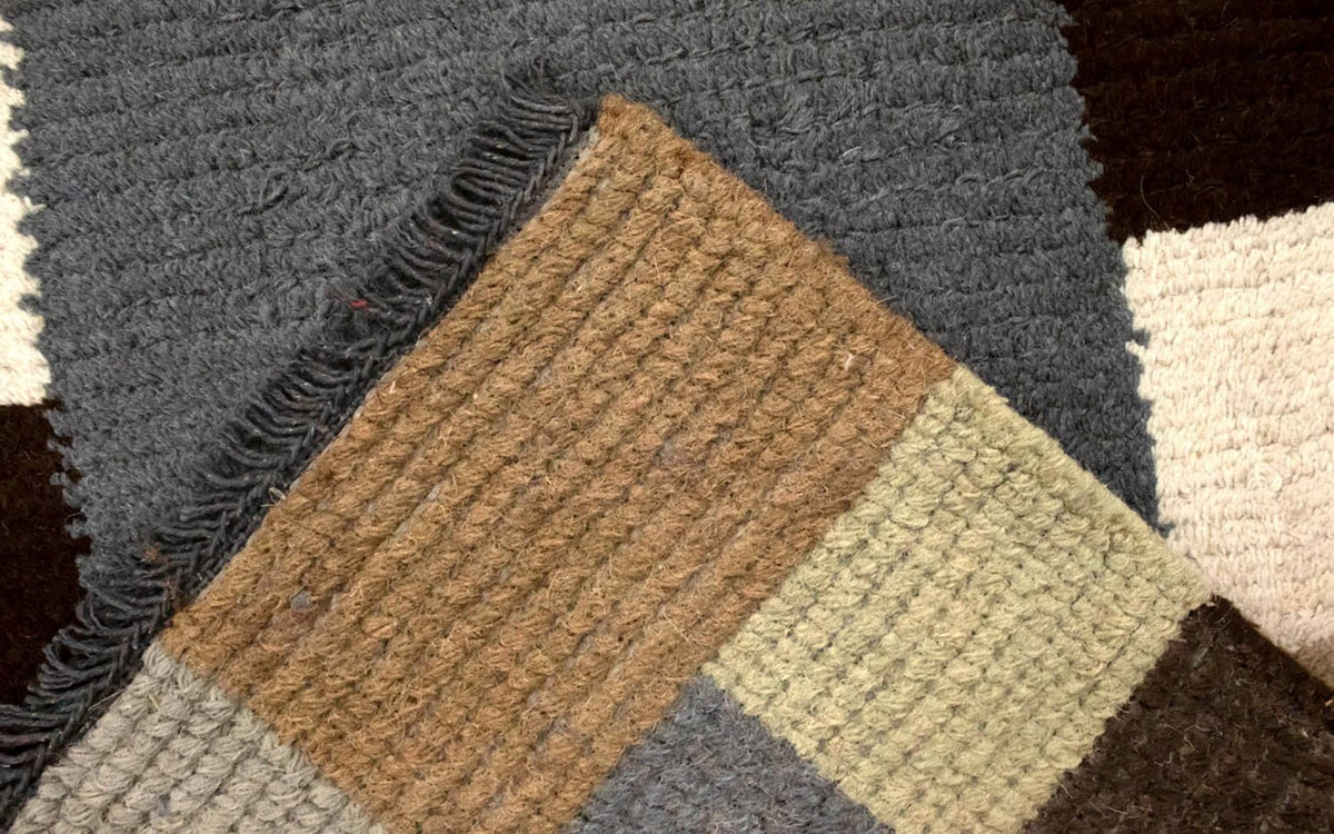 Nepal Teppich 70x140cm - Wollteppich - grau