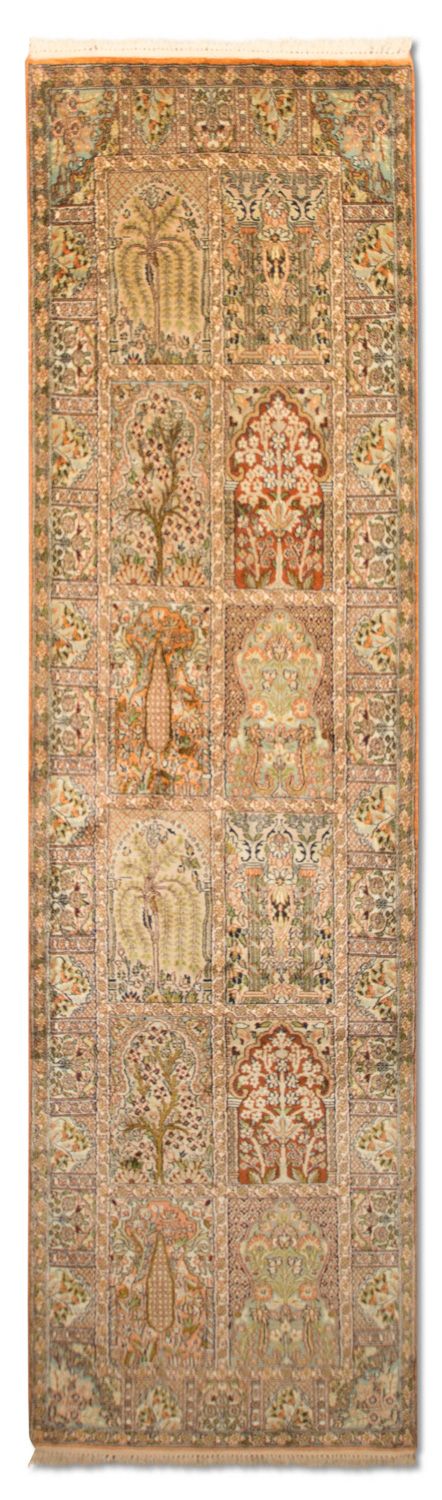 Kaschmir Seide Teppich 75x270cm - Orientteppich - mehrfarbig