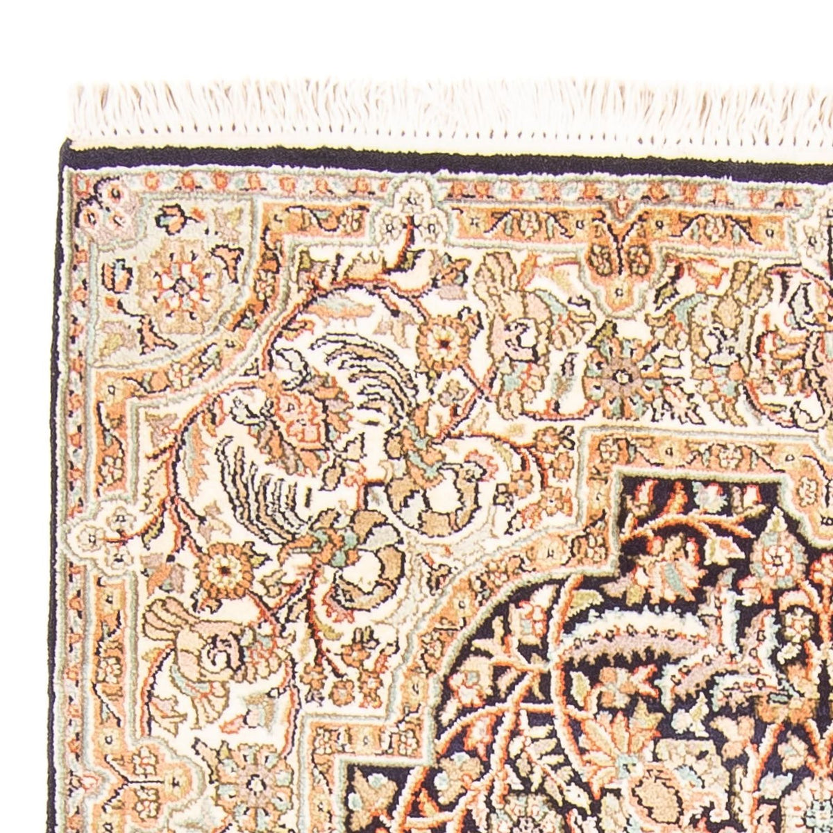 Kaschmir Seide Teppich 94x169cm - Orientteppich - dunkelblau