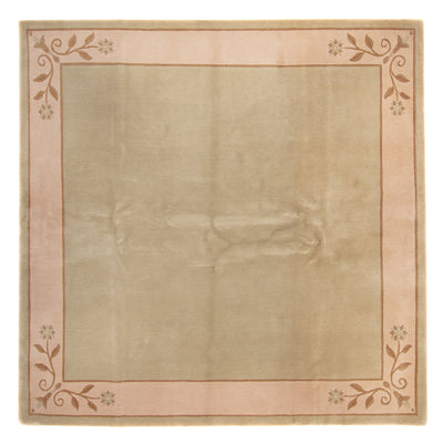Nepal Teppich 250x250cm - Wollteppich - olivgrün