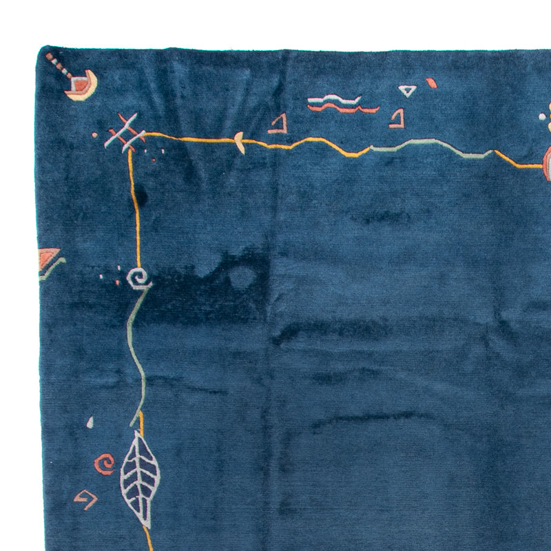 Nepal Teppich 299x382cm - Wollteppich - blau