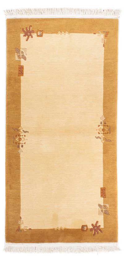 Nepal Teppich 71x138cm - Wollteppich - beige
