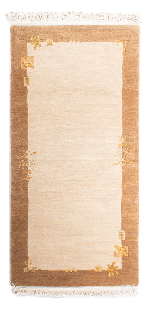 Nepal Teppich 71x144cm - Wollteppich - beige