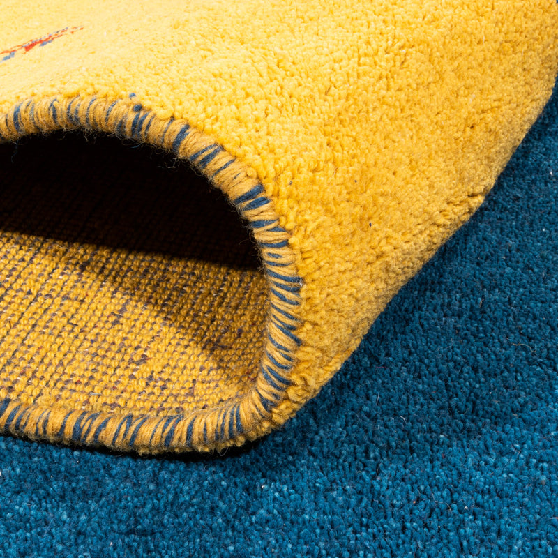 Gabbeh Teppich Indus 254x346cm - Wollteppich - blau