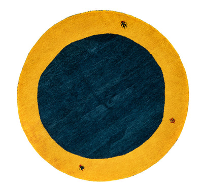 Gabbeh Teppich Indus 193x193cm - Wollteppich - blau