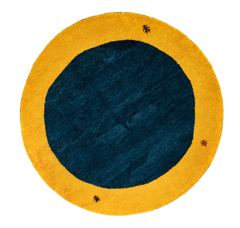 Gabbeh Teppich Indus 193x193cm - Wollteppich - blau