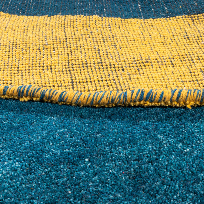 Gabbeh Teppich Indus 193x193cm - Wollteppich - blau
