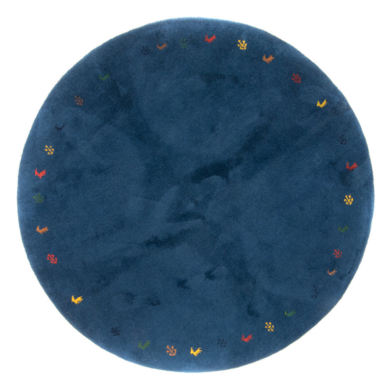 Gabbeh Teppich Indus 199x199cm - Wollteppich - blau