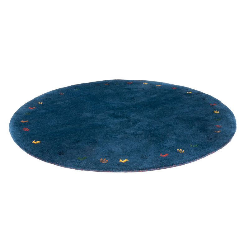 Gabbeh Teppich Indus 199x199cm - Wollteppich - blau
