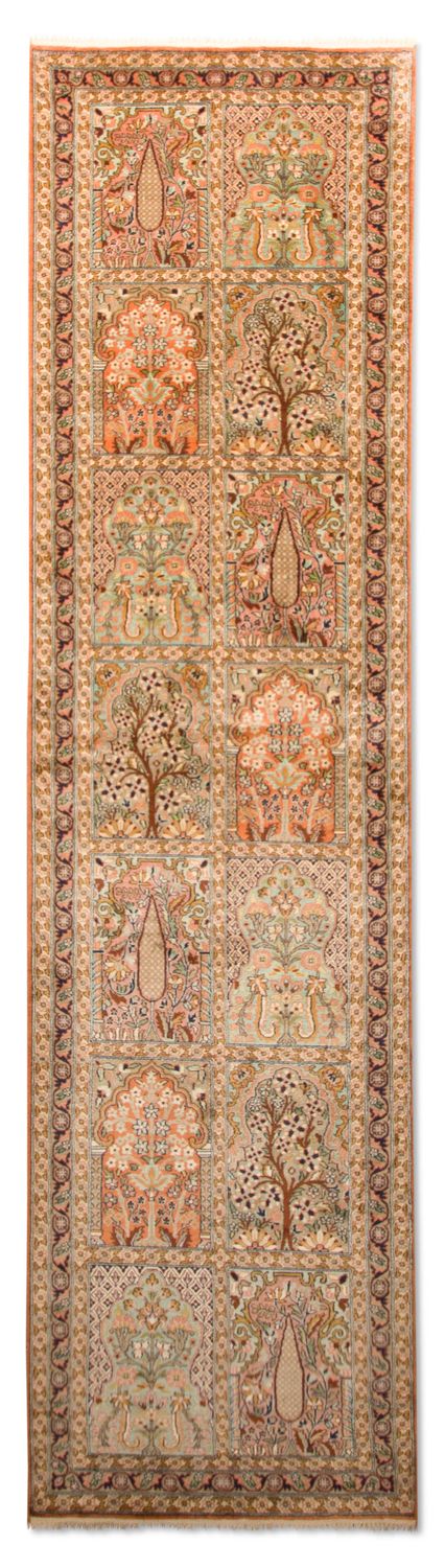 Kaschmir Seide Teppich 80x305cm - Orientteppich - mehrfarbig