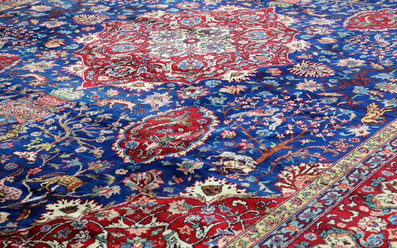 Täbriz Teppich 344x457cm - Perserteppich - blau