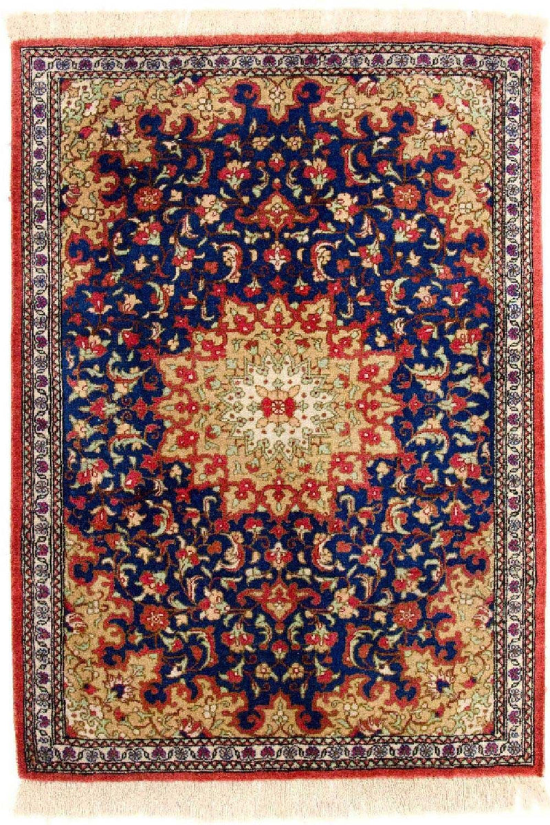 Ghom - Seide Teppich 56x75cm - Perserteppich - blau