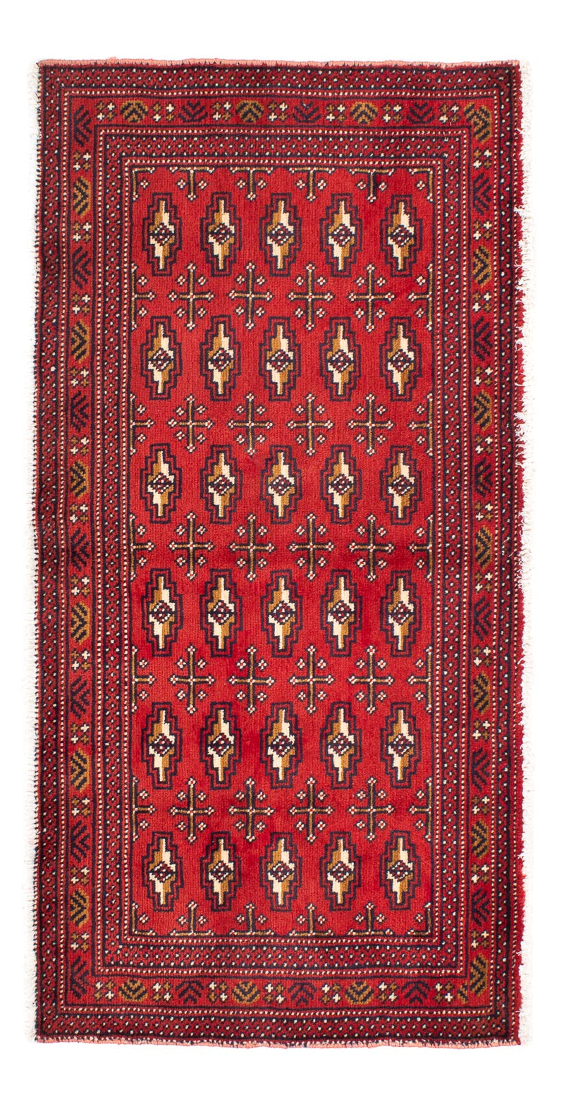 Turkaman Teppich 50 x 100 cm - dunkelrot