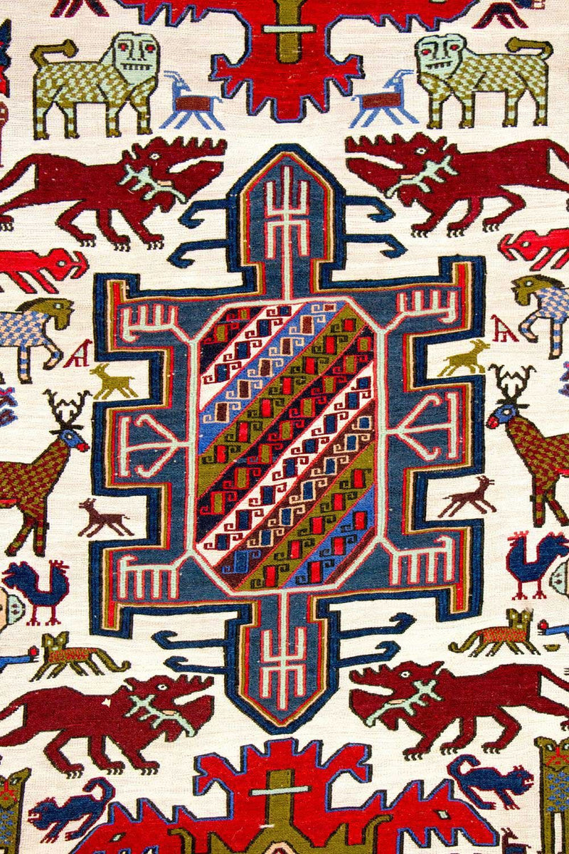 Kelim Seide Teppich 118x212cm - beige