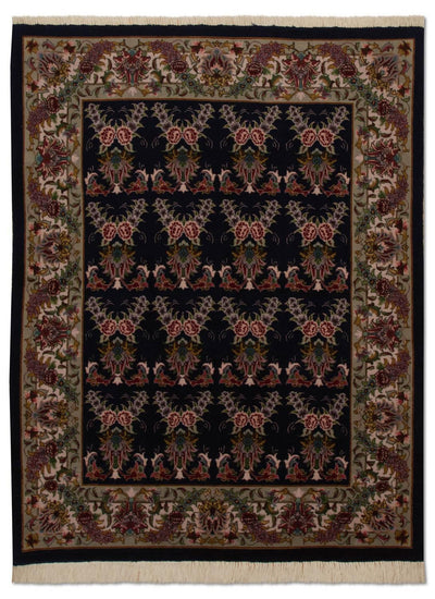 Täbriz - 50 Raj Teppich 103x137cm - Perserteppich - dunkelblau