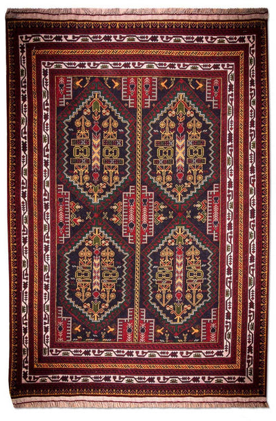 Afghan Teppich 92x145cm - Orientteppich - blau
