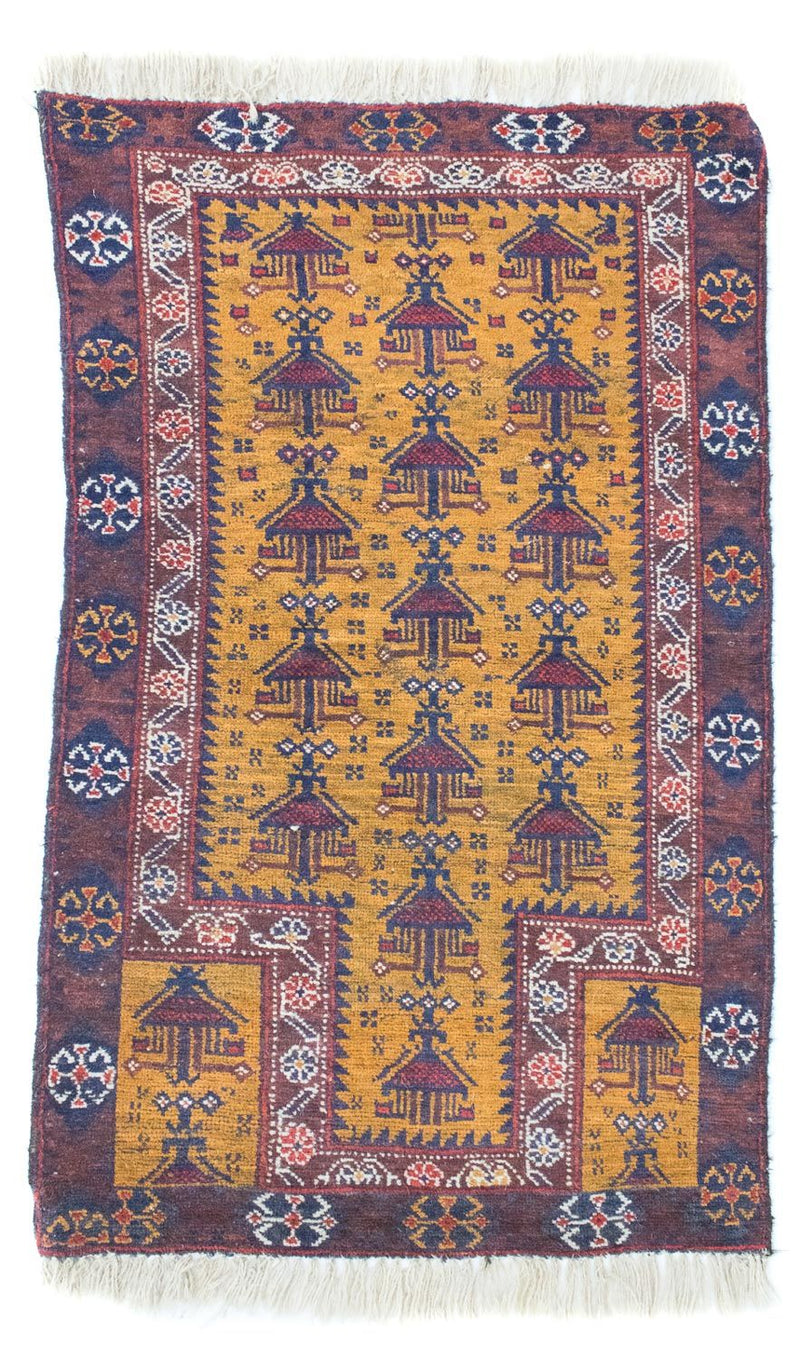 Belutsch Teppich 74x131cm - Orientteppich - gelb