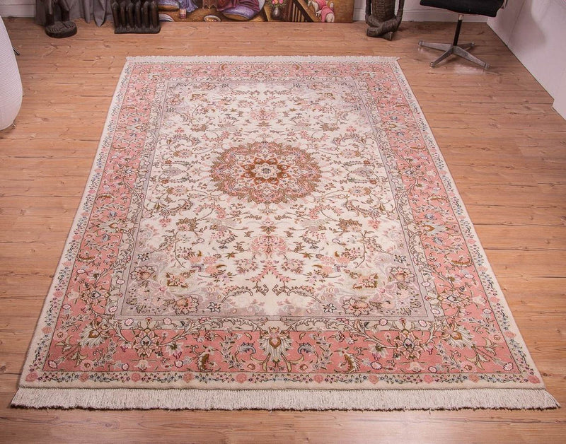 Täbriz - 40 Raj Teppich 200x298cm - Perserteppich - rosa