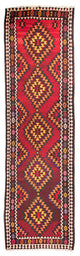 Kelim Teppich Old 124x440cm - dunkelrot