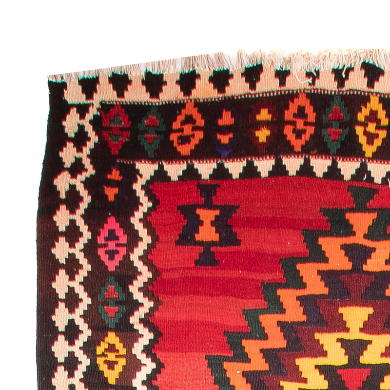 Kelim Teppich Old 124x440cm - dunkelrot