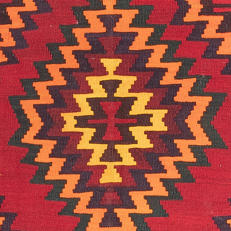 Kelim Teppich Old 124x440cm - dunkelrot