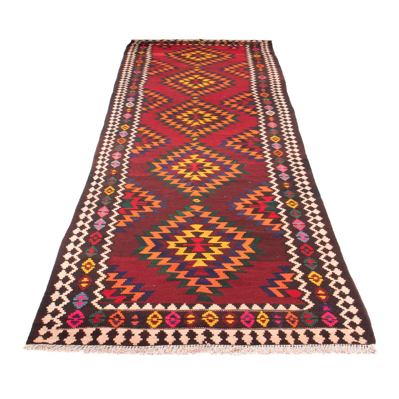 Kelim Teppich Old 124x440cm - dunkelrot