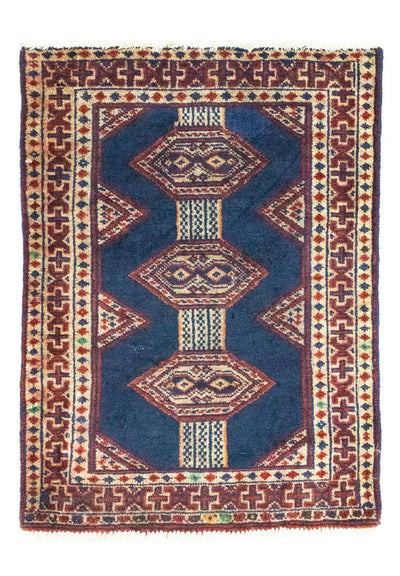 Turkaman Teppich 63x83cm - Orientteppich - blau