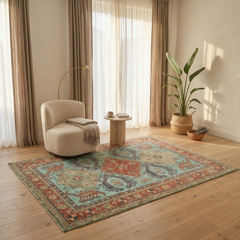 Kazak Teppich 186x267cm - Orientteppich - hellblau