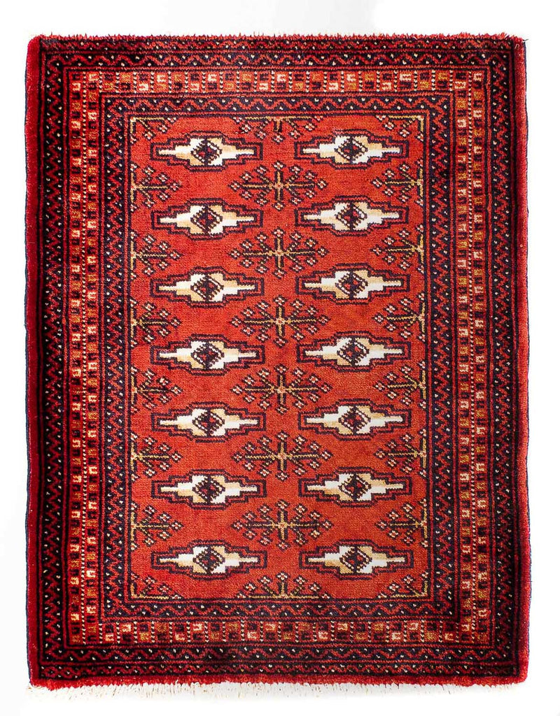 Turkaman Teppich 67x88cm - Orientteppich - dunkelrot