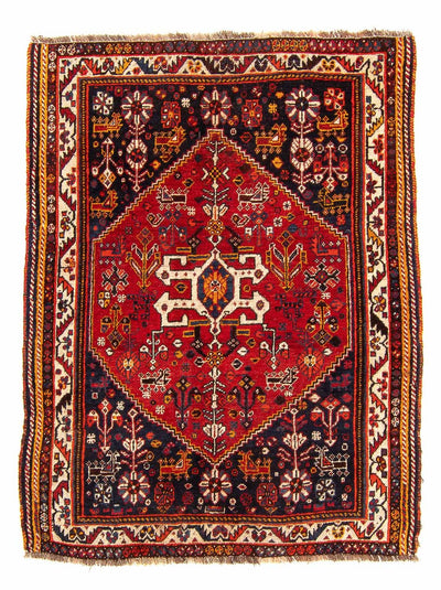 Ghashghai Teppich 115x142cm - Perserteppich - dunkelrot