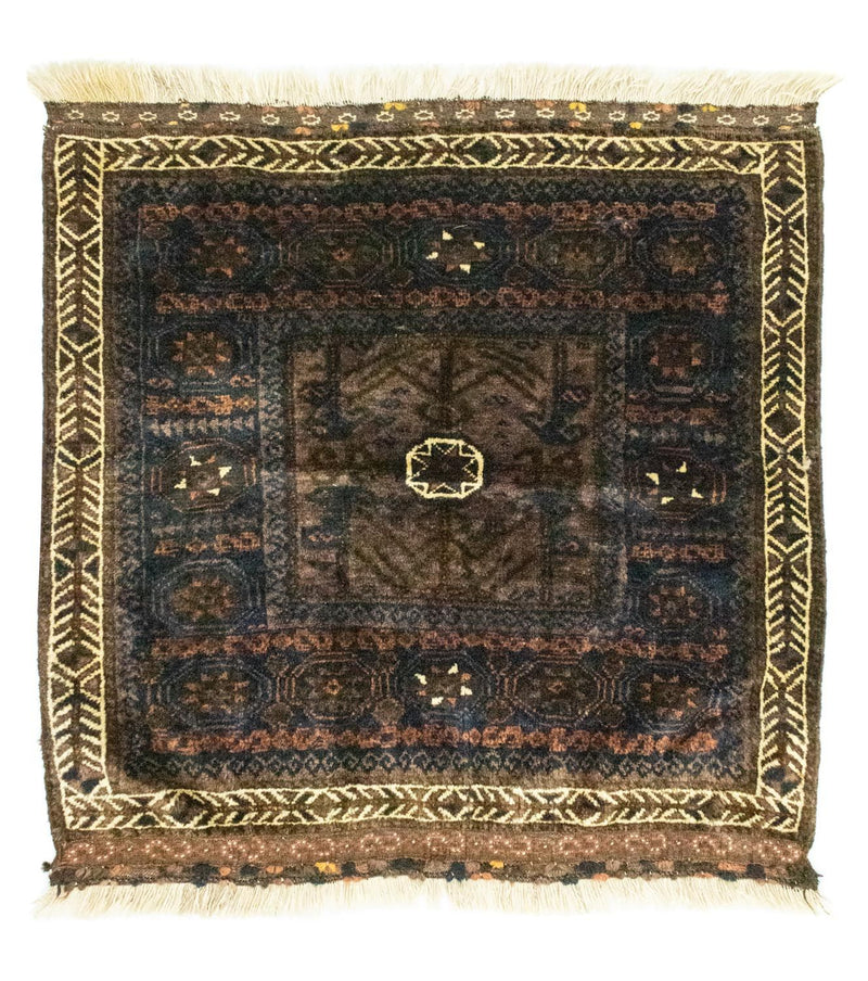 Afghan Teppich 80x80cm - Orientteppich - blau