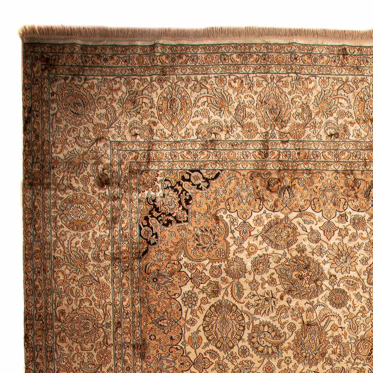 Kaschmir Seide Teppich 307x410cm - Orientteppich - hellbraun