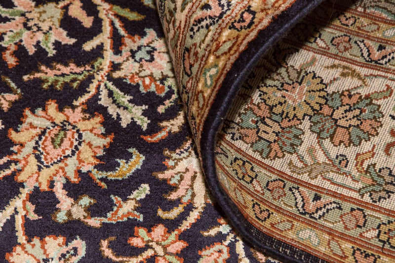 Kaschmir Seide Teppich 127x190cm - Orientteppich - dunkelblau