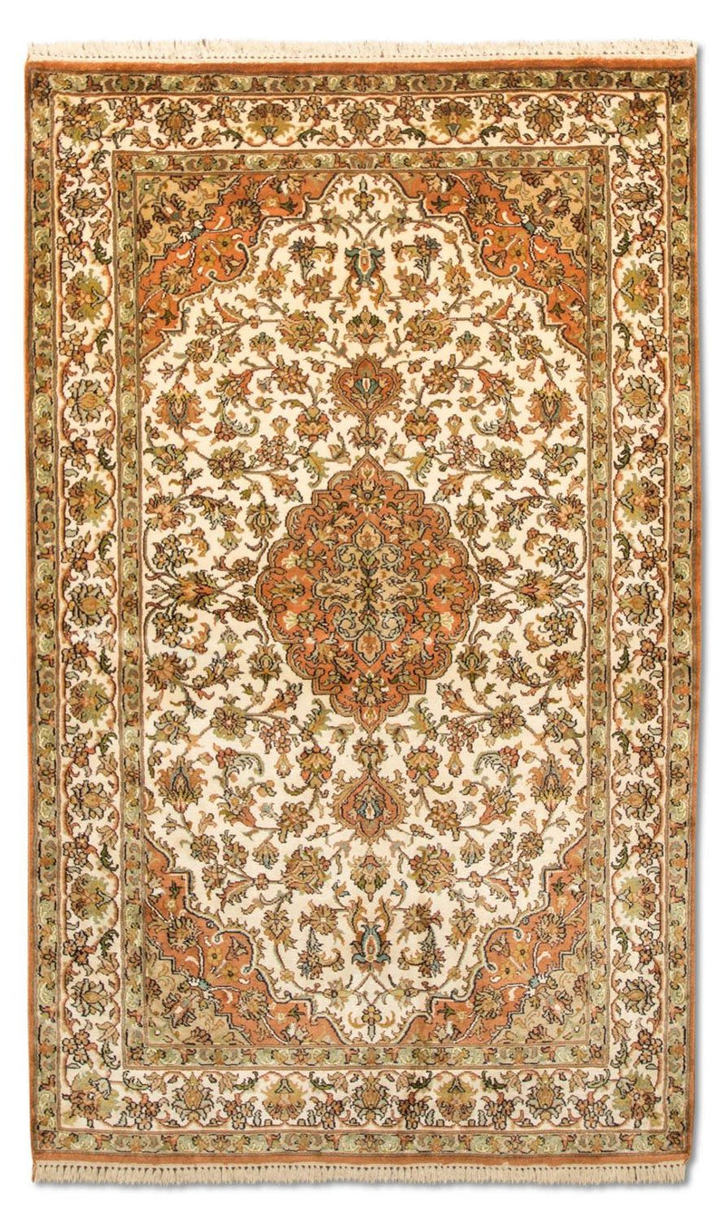 Kaschmir Seide Teppich 95x160cm - Orientteppich - beige