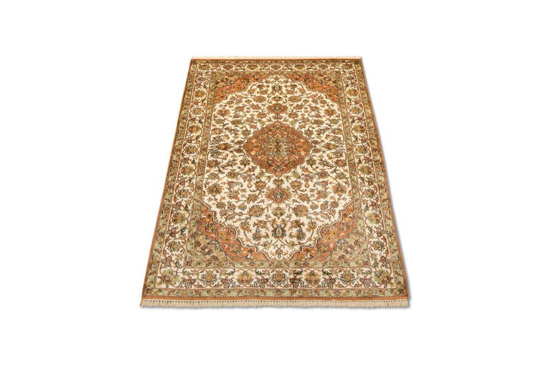 Kaschmir Seide Teppich 95x160cm - Orientteppich - beige