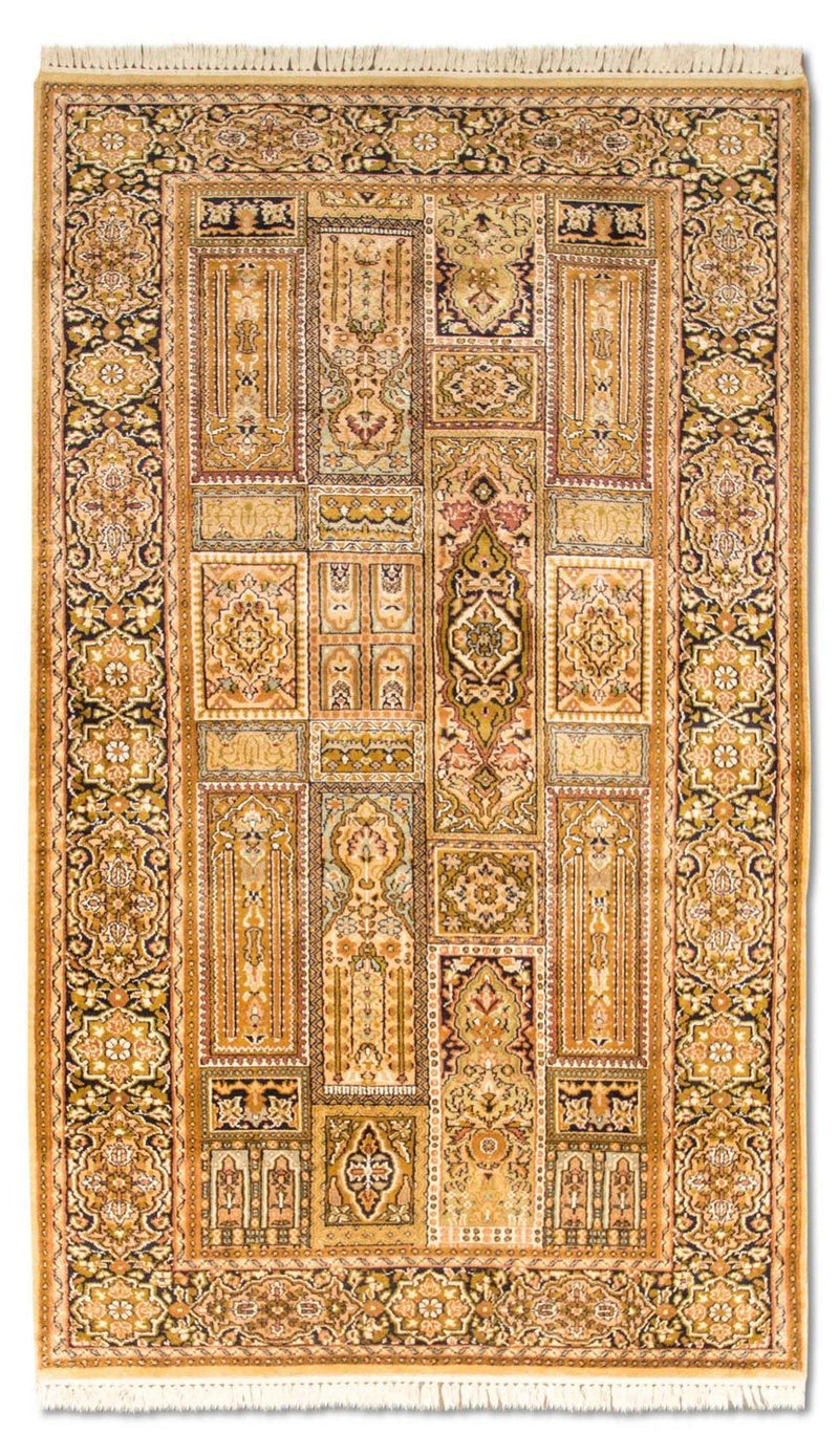 Kaschmir Seide Teppich 93x158cm - Orientteppich - braun