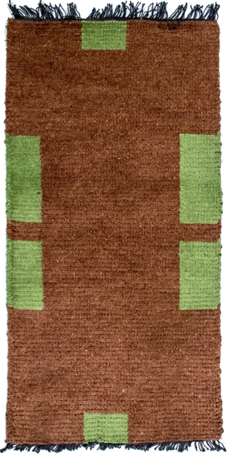Nepal Teppich 70x140cm - Wollteppich - braun