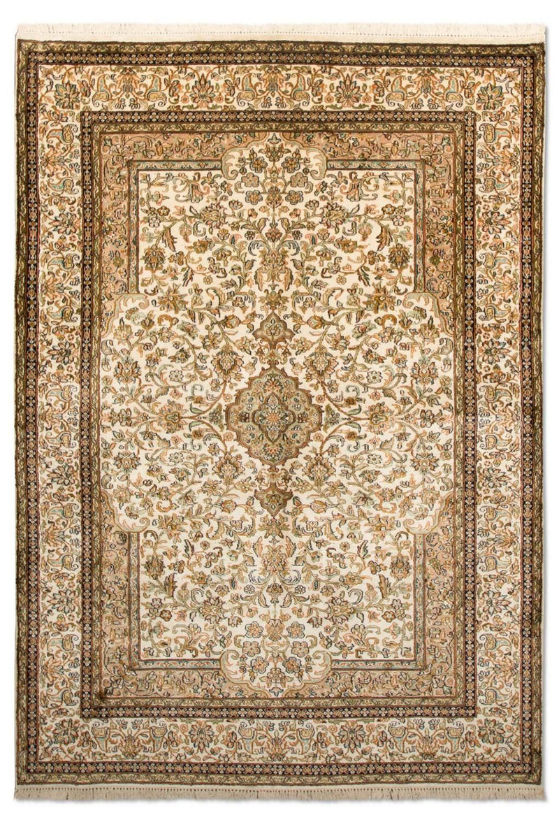 Kaschmir Seide Teppich 126x186cm - Orientteppich - beige