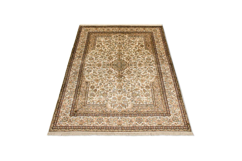 Kaschmir Seide Teppich 126x186cm - Orientteppich - beige