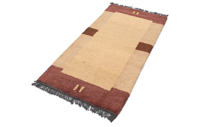 Nepal Teppich 70x140cm - Wollteppich - hellbraun