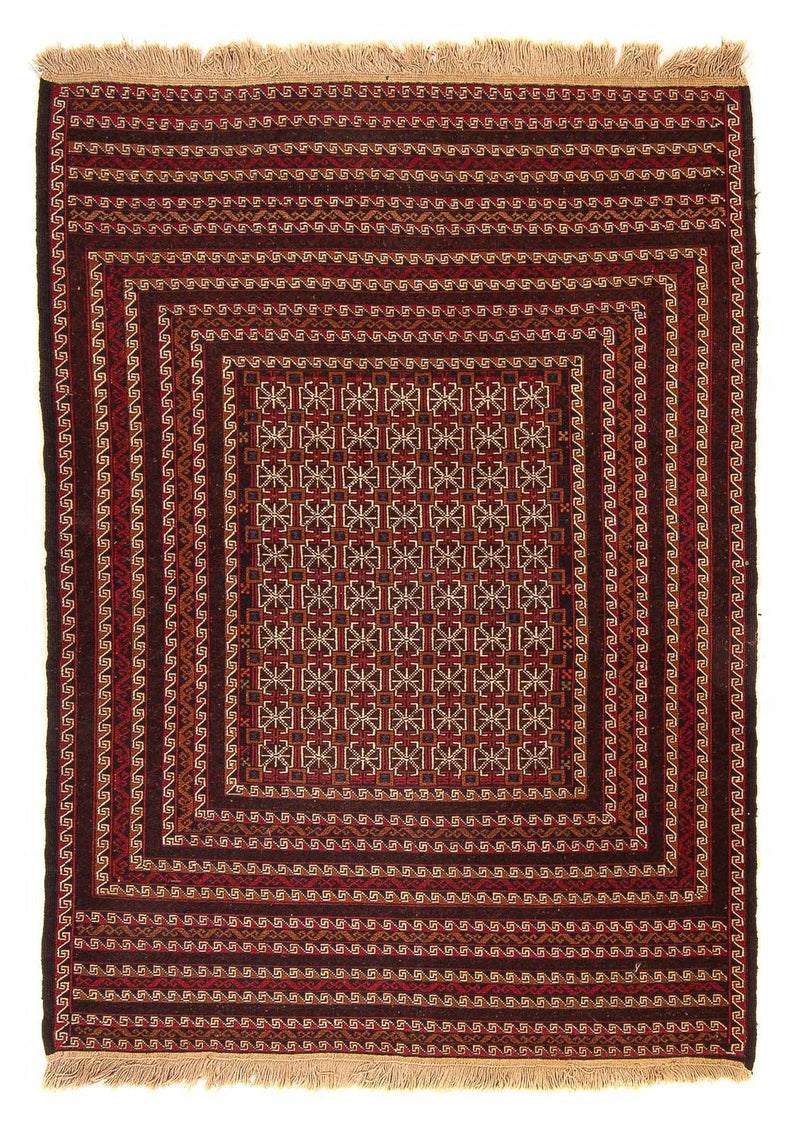 Kelim Afghan Teppich 133x180cm - dunkelrot