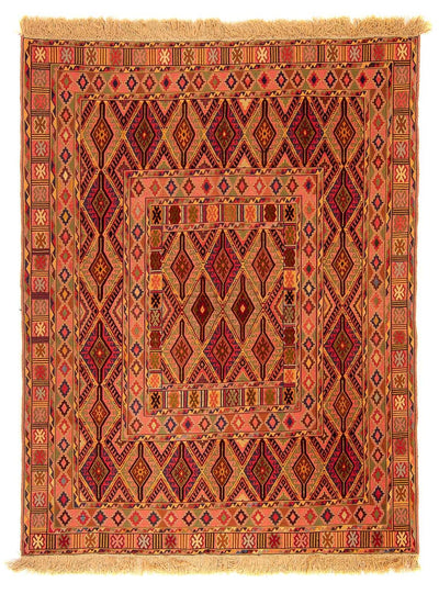 Kelim Afghan Teppich 142x180cm - mehrfarbig