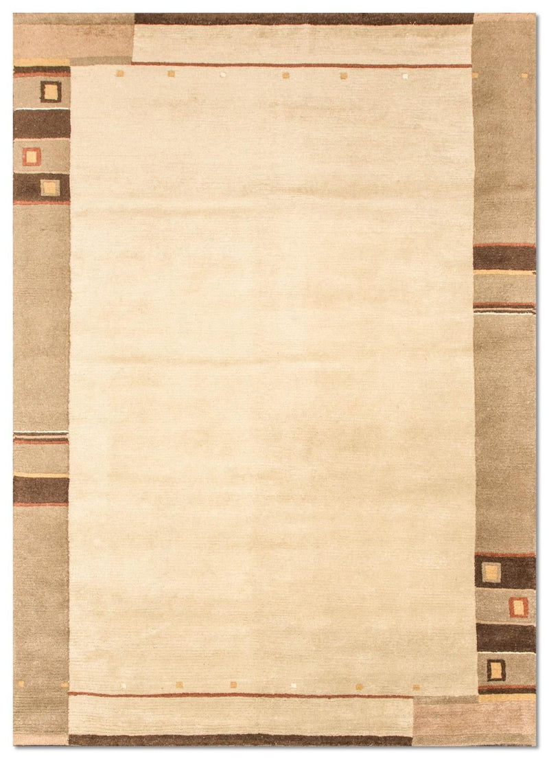 Nepal Teppich 70x140cm - Wollteppich - beige
