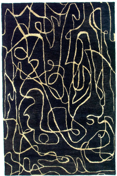 Designer Teppich 154x243cm - blau