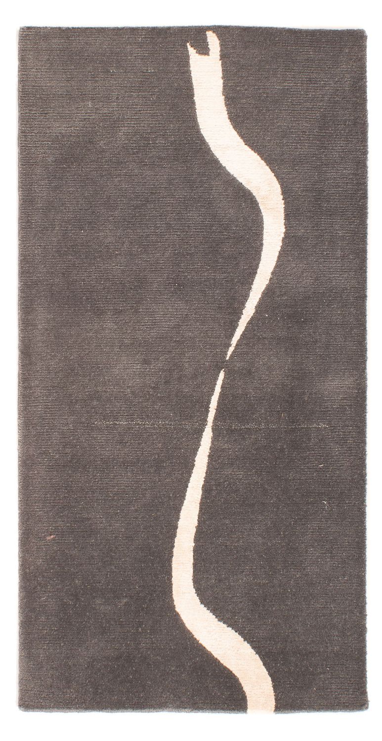 Nepal Teppich 60x120cm - Wollteppich - grau
