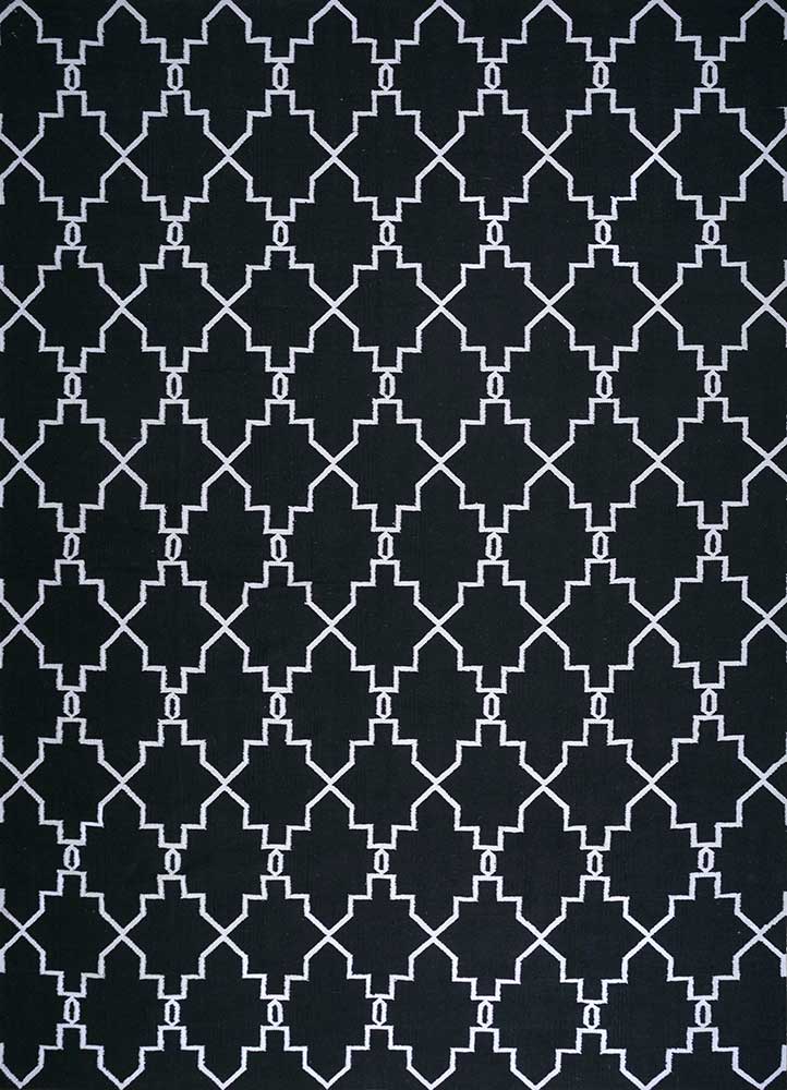 Wollteppich - 270 x 375 cm - schwarz-weiß