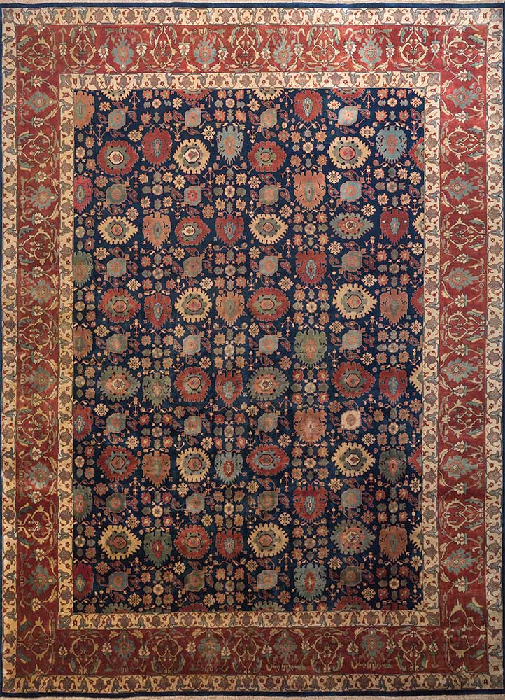 Wollteppich - 360 x 435 cm - blau